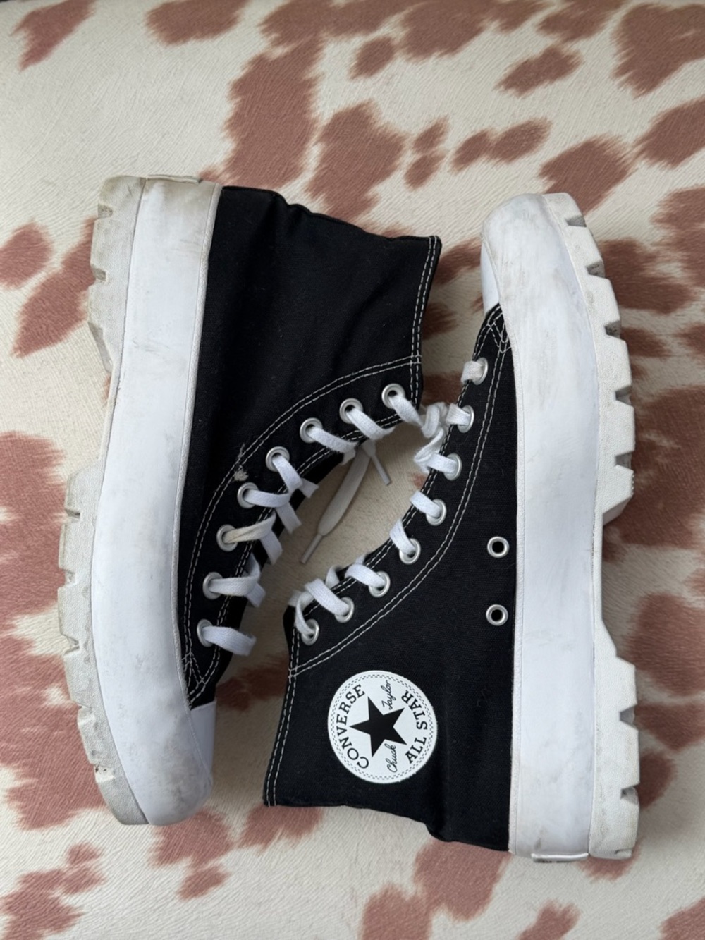 Converse Black and White Lug-Sole High Top Sneakers